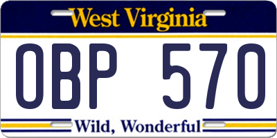 WV license plate OBP570