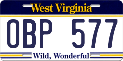 WV license plate OBP577