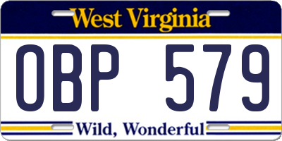 WV license plate OBP579