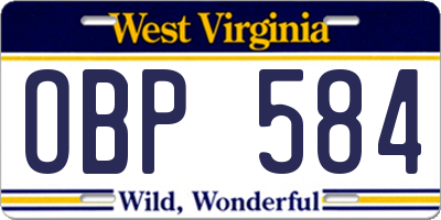 WV license plate OBP584