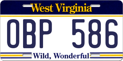 WV license plate OBP586