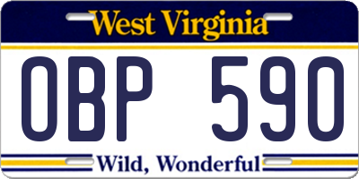 WV license plate OBP590