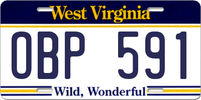 WV license plate OBP591