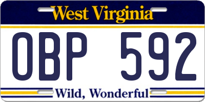 WV license plate OBP592