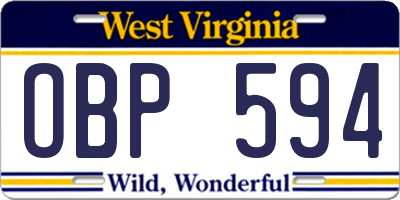 WV license plate OBP594