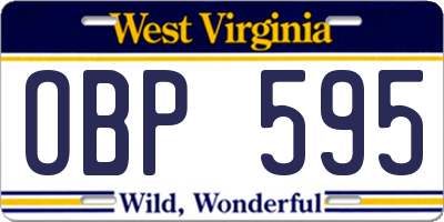 WV license plate OBP595
