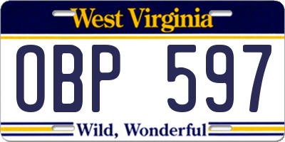 WV license plate OBP597