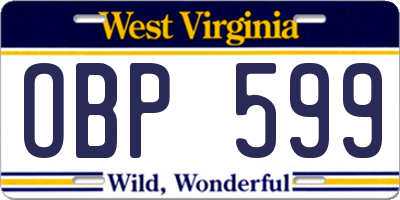 WV license plate OBP599