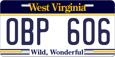 WV license plate OBP606
