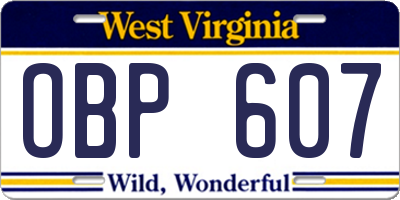WV license plate OBP607