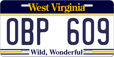 WV license plate OBP609