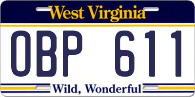 WV license plate OBP611