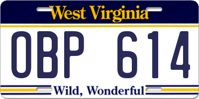 WV license plate OBP614