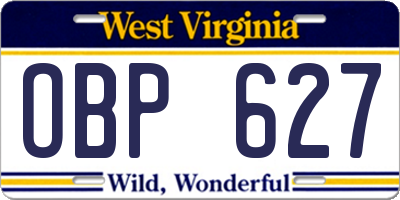 WV license plate OBP627