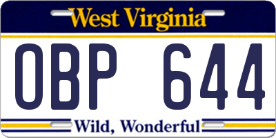 WV license plate OBP644