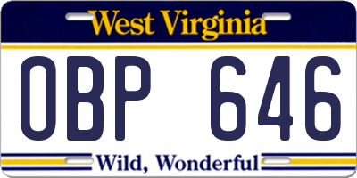 WV license plate OBP646