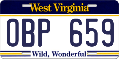 WV license plate OBP659