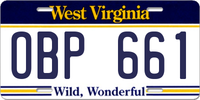 WV license plate OBP661