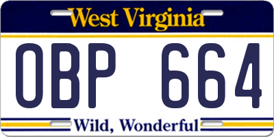 WV license plate OBP664