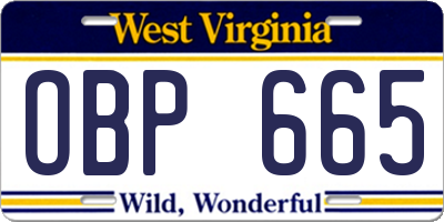WV license plate OBP665