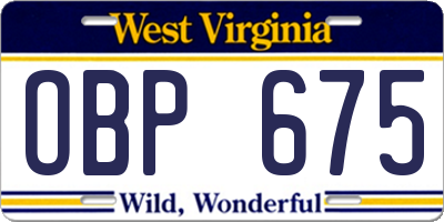 WV license plate OBP675