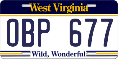 WV license plate OBP677