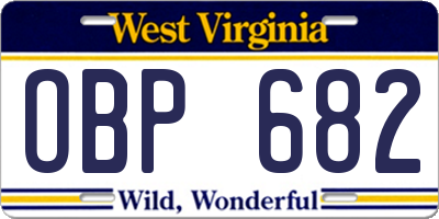 WV license plate OBP682