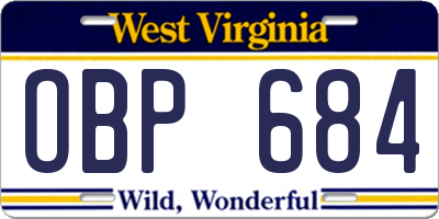 WV license plate OBP684
