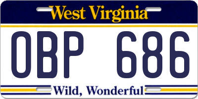 WV license plate OBP686