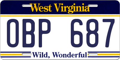 WV license plate OBP687