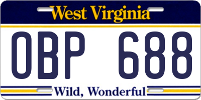 WV license plate OBP688