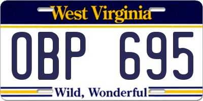 WV license plate OBP695