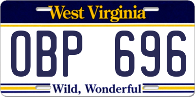 WV license plate OBP696