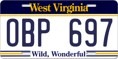 WV license plate OBP697