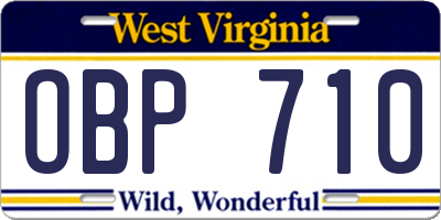 WV license plate OBP710