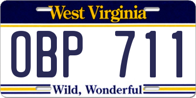 WV license plate OBP711