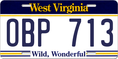 WV license plate OBP713
