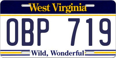 WV license plate OBP719