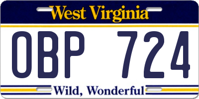 WV license plate OBP724