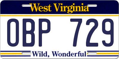WV license plate OBP729