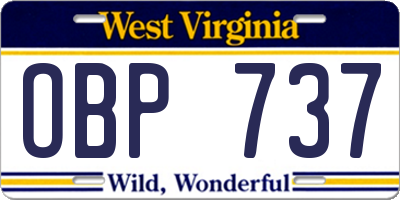 WV license plate OBP737