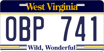 WV license plate OBP741
