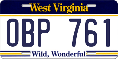WV license plate OBP761