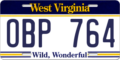 WV license plate OBP764