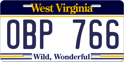 WV license plate OBP766