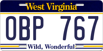 WV license plate OBP767