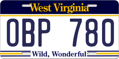 WV license plate OBP780