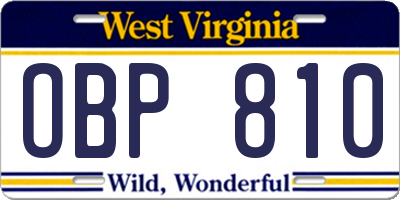WV license plate OBP810