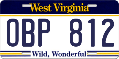 WV license plate OBP812