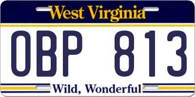 WV license plate OBP813